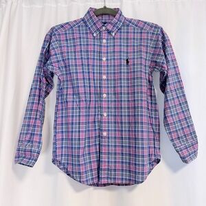Classic blue & pink plaid button-down shirt Ralph Lauren. Timeless preppy style
